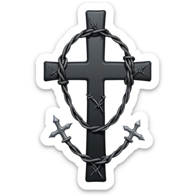 goth cross wrapped in barbed wire sticker