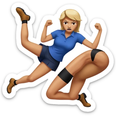 woman kicking donald trump between his legs sticker