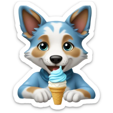 Blue healer, eating ice cream ￼ sticker