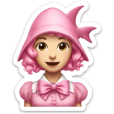 pink Shark with a pink bow lolita sticker