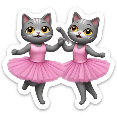 two girl cats dancing tutus on sticker