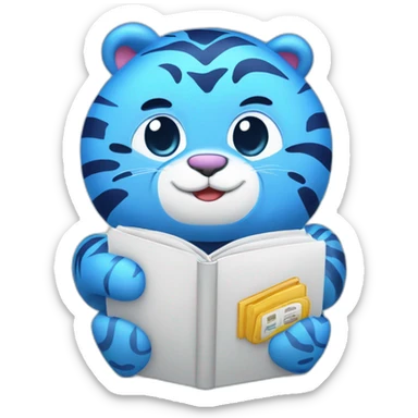 The blue cartoon tiger has the word Safebooks in the middle of its belly sticker