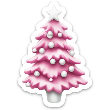 Pink Christmas tree with white ornaments sticker
