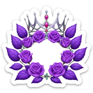 Purple rose with silver tiara and a purple emblem leaf wreath sticker