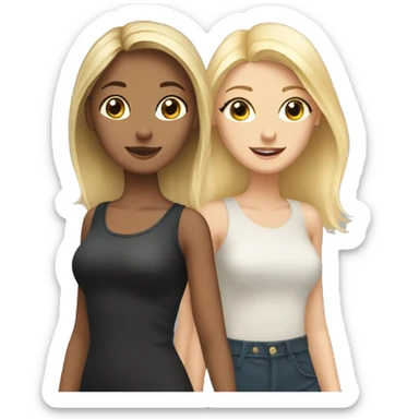 two beautiful girls in love, one blonde one shorter brunette sticker