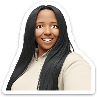 smiling girl with long black hair sticker