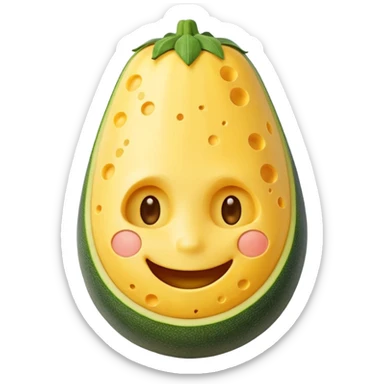 zucchini made out of cheese with a face sticker