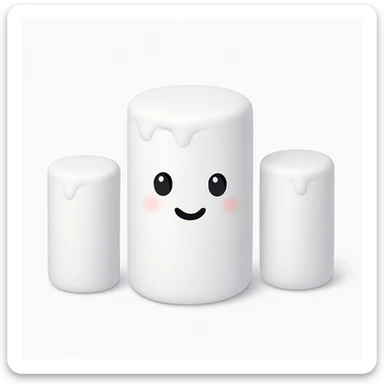 Make the few cylindrical marshmallows smaller, keep the style and background the same as in the reference images. sticker