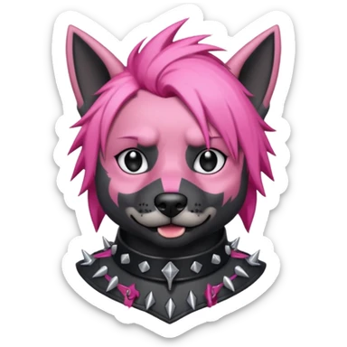 pink haired metalhead dog sticker