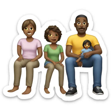 family sitting at home in new yar sticker