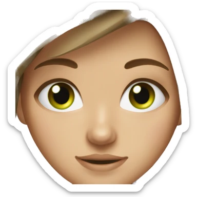 teen girl brown hair green eye sticker