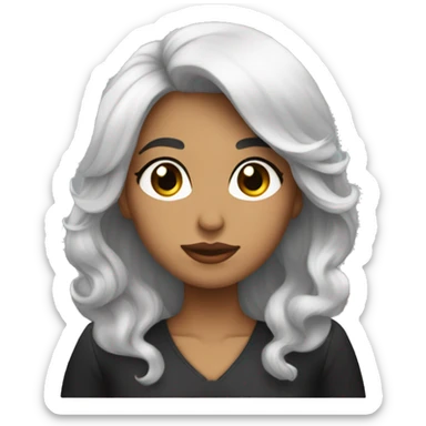 Mujer con cabello negro y lunar en la ceja izquierda tirando un beso sticker