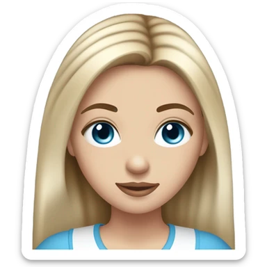 White girl blue eyes brown hair getting ready sticker