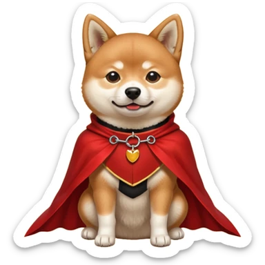 Shiba Dog in evil red collar cloak sticker