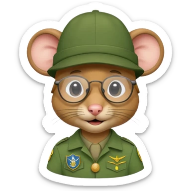 humaniod mice with a scout hat with glasses green uniform sticker
