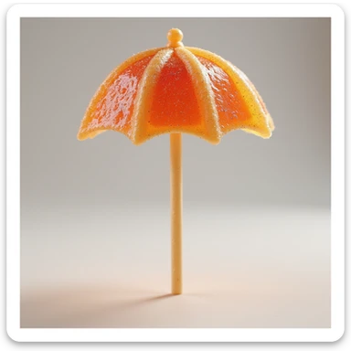 realistic dalgona candy with umbrella shape, photorealistic style sticker