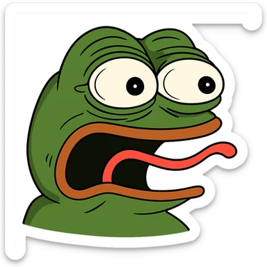 shocked Пэпэ meme with exaggerated facial features sticker