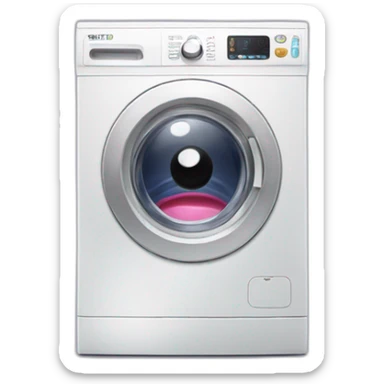Washing machine with eyes sticker