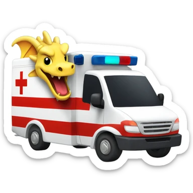 Yellow dragon driving an ambulance inside ambulance as an Emt sticker
