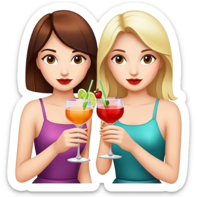 two girls with cocktails  sticker