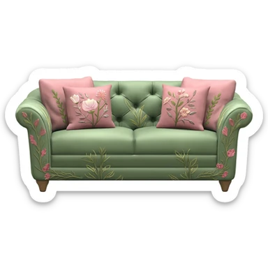 floral green and pink couch sticker