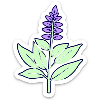 clary sage plant with purple, blue, and green colors sticker