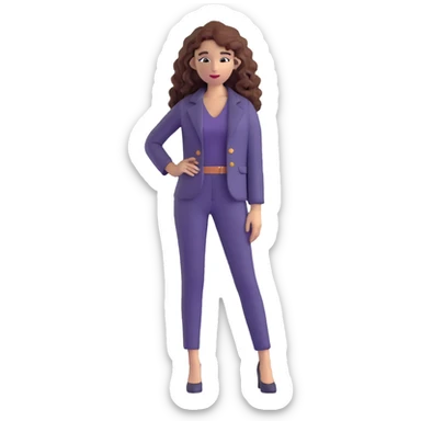 Trendy fashionable woman with long curly hair wearing chic clothes sticker