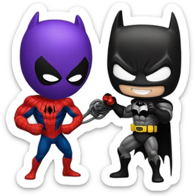 Spider-Man and Batman fighting bane and venom sticker