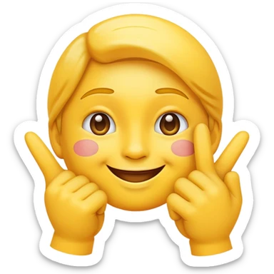 A proud emoji with show fingers on the cheek sticker