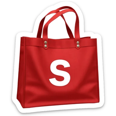 red bags with white logotype "S" sticker