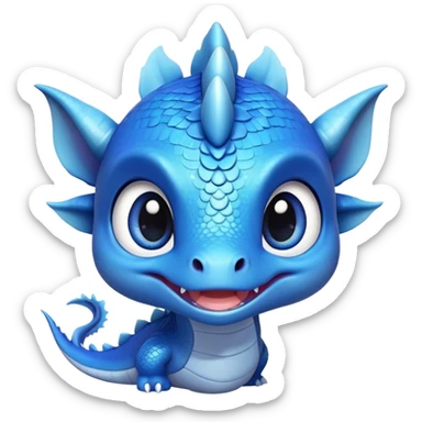 cute blue baby dragon head  sticker