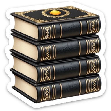 5 black gothic books on top sticker