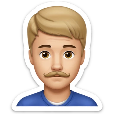 justin bieber with mustache sticker