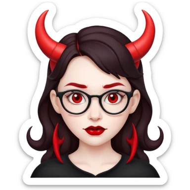girl devil nerdy brunette  sticker