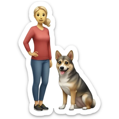 A Swedish Vallhund with a woman sticker