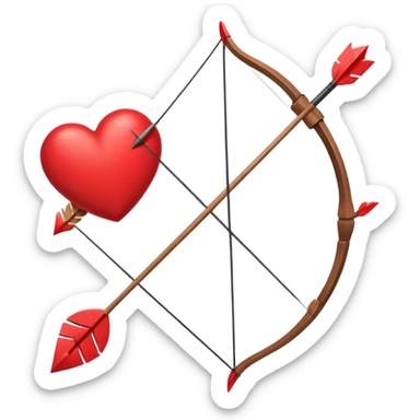 red bow and arrow with heart sticker