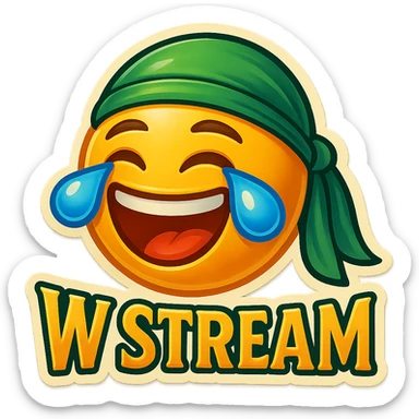 laughing crying 
lol face
Change His durag To Green
Add the words W Stream sticker