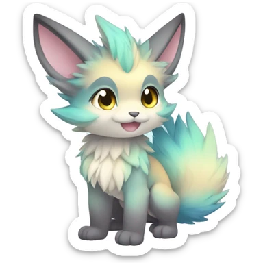 Anthro-Pastel-Gradient-Fur-Sona-Chibi-Shiny-Fakémon full body sticker