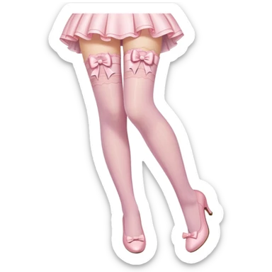 light pink laced stockings with bow sticker
