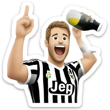 Juventus fan celebrating the Scudetto sticker