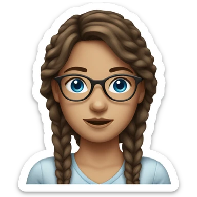 girl with blue eyes, glasses and medium brown hair and freckles sticker