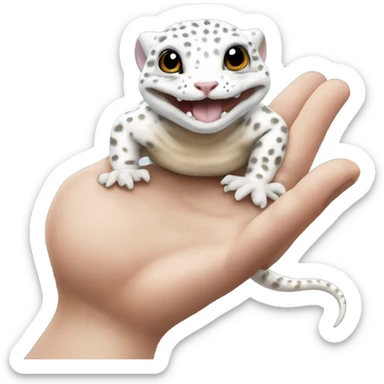 White leopard gecko in hand sticker