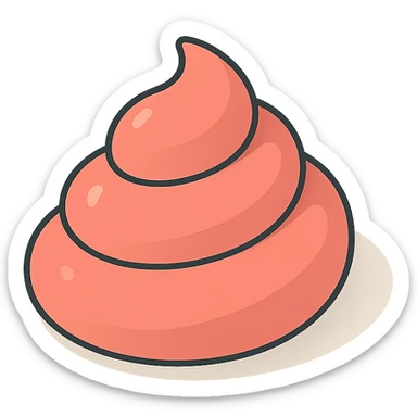 poop, 2D isometric style, soft rounded shapes, detailed shadows and highlights, clean contours, pastel palette, modern illustration sticker