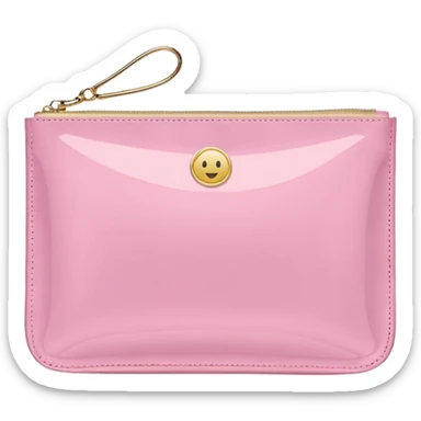 pink stoney clover lane rectangle pouch with shiny gold zipper teeth and a circle zipper puller  sticker