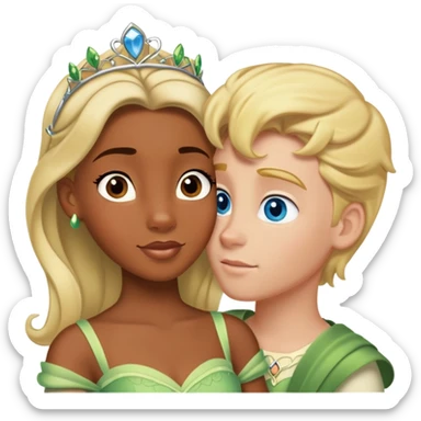 Princesa Tiana enamorada con un chico rubio de ojos azules  sticker