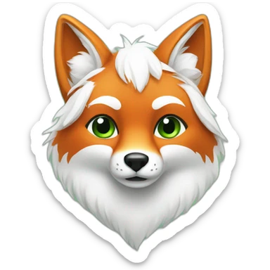 Fox with white fur and a green tail sticker