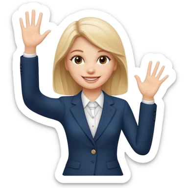Create Emoji of white girl with bussines outfit is waveing sticker