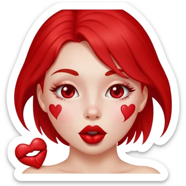 turn chick into red with lots of kisses sticker