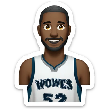 Guy wearing a timberwolves jersey sticker