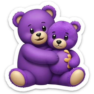 Grimace from McDonald's hugging a teddy bear sticker